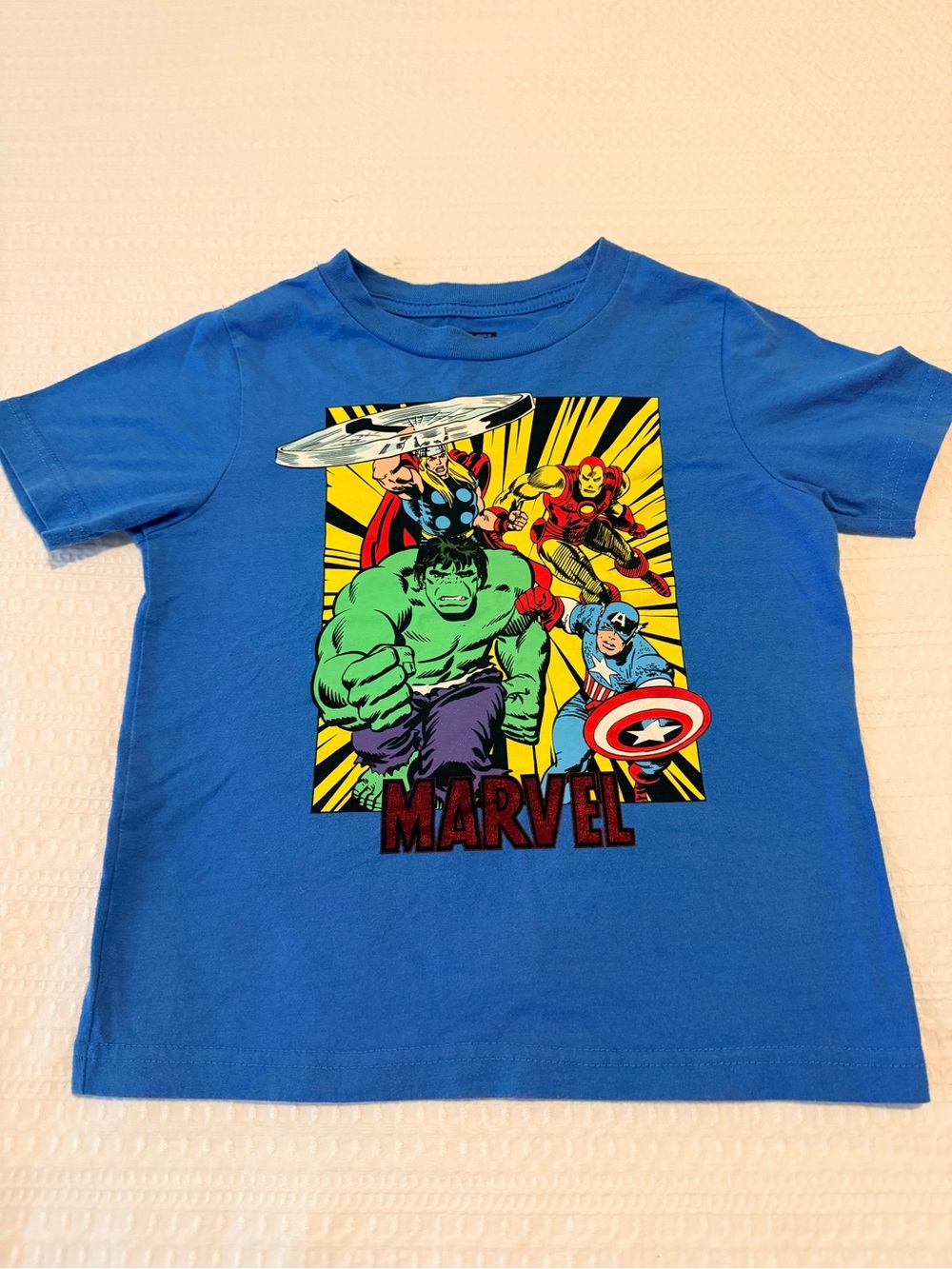 Marvel Boys' Blue Superhero Graphic T‑Shirt